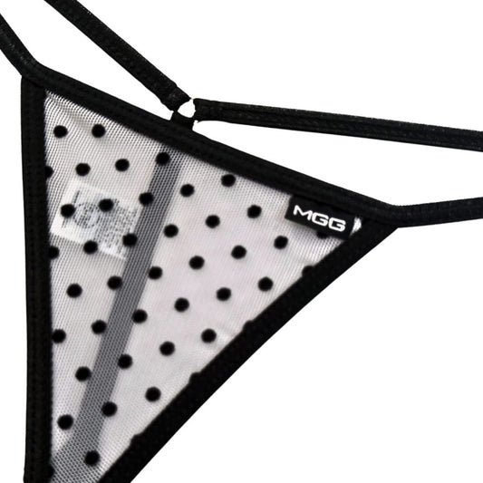 White Polka Dot - Low Rise Sheer G-String image 1