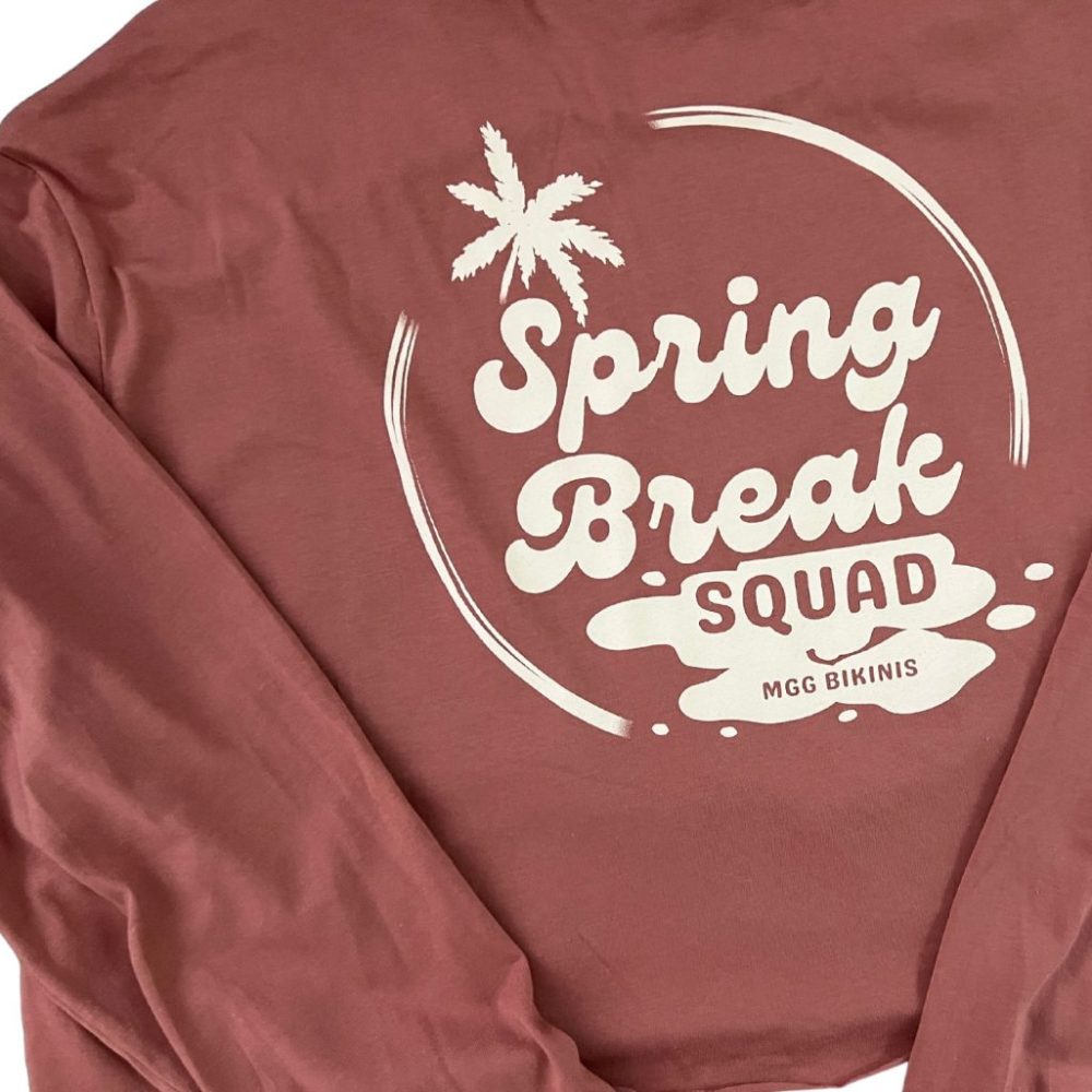 MGG Bikinis Spring Break Squad - Mauve Long Sleeve Crop Top image 4