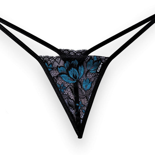 Teal Amaryllis Lace Thong Underwear