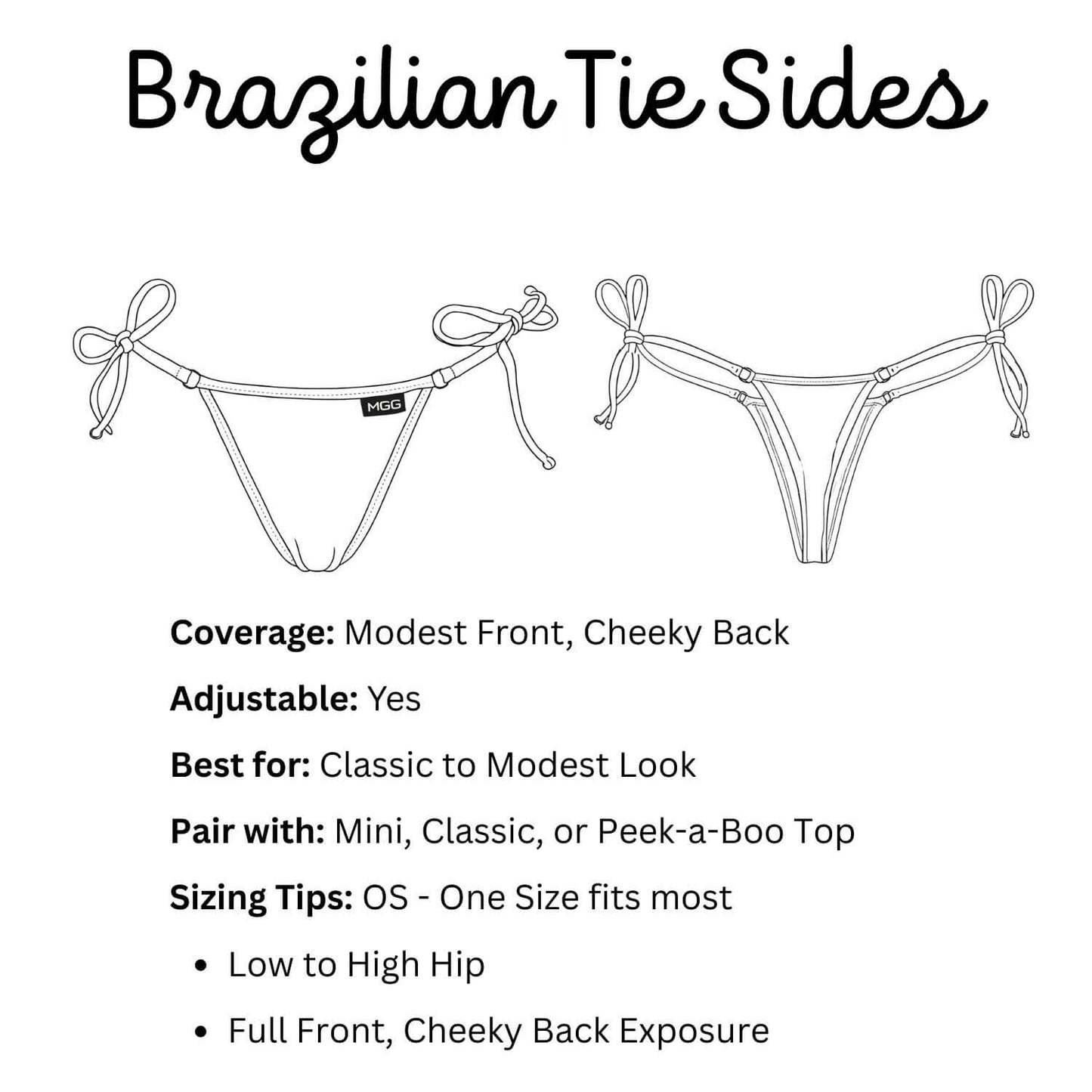 White Sands - Braguita de bikini brasileña con lazos laterales