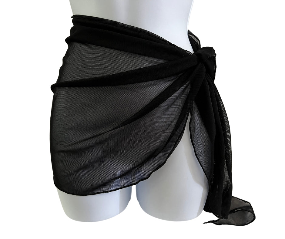 Midnight Black Sheer Sarong Coverup image 4