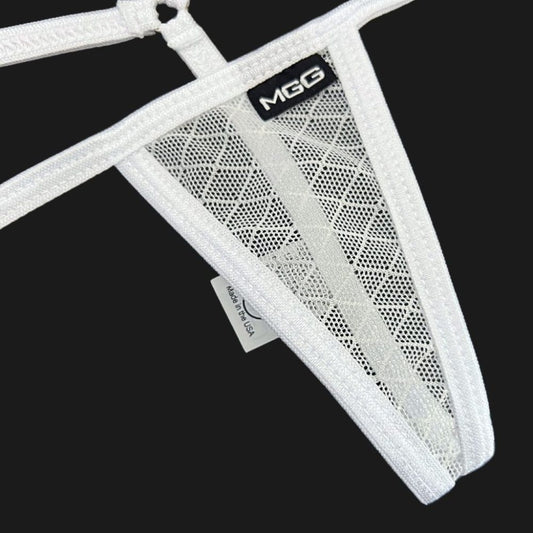 Angel White Diamond Mesh - Sheer Mini G-String Underwear image 1