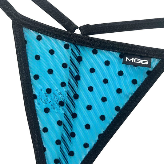 Ocean Blue Polka Dot - Low Rise Sheer G-String image 1