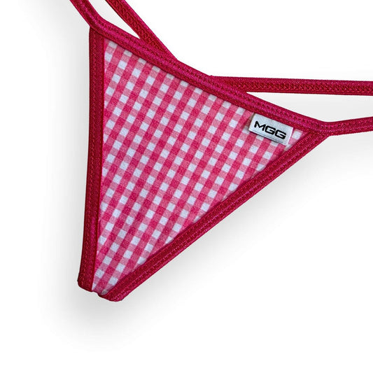 Fuchsia Gingham - Low Rise Cotton G-String