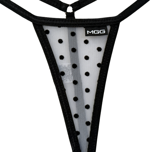 White Polka Dot - Mini Sheer G-String