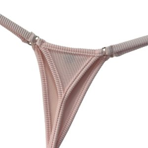 Barely Pink Tie Sides Bikini Bottom Micro Gigi