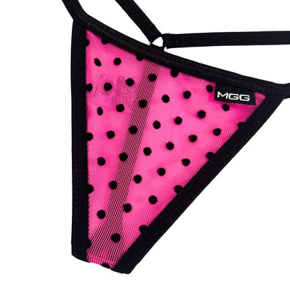 Hot Pink Polka Dot - Low Rise Sheer G-String image 4