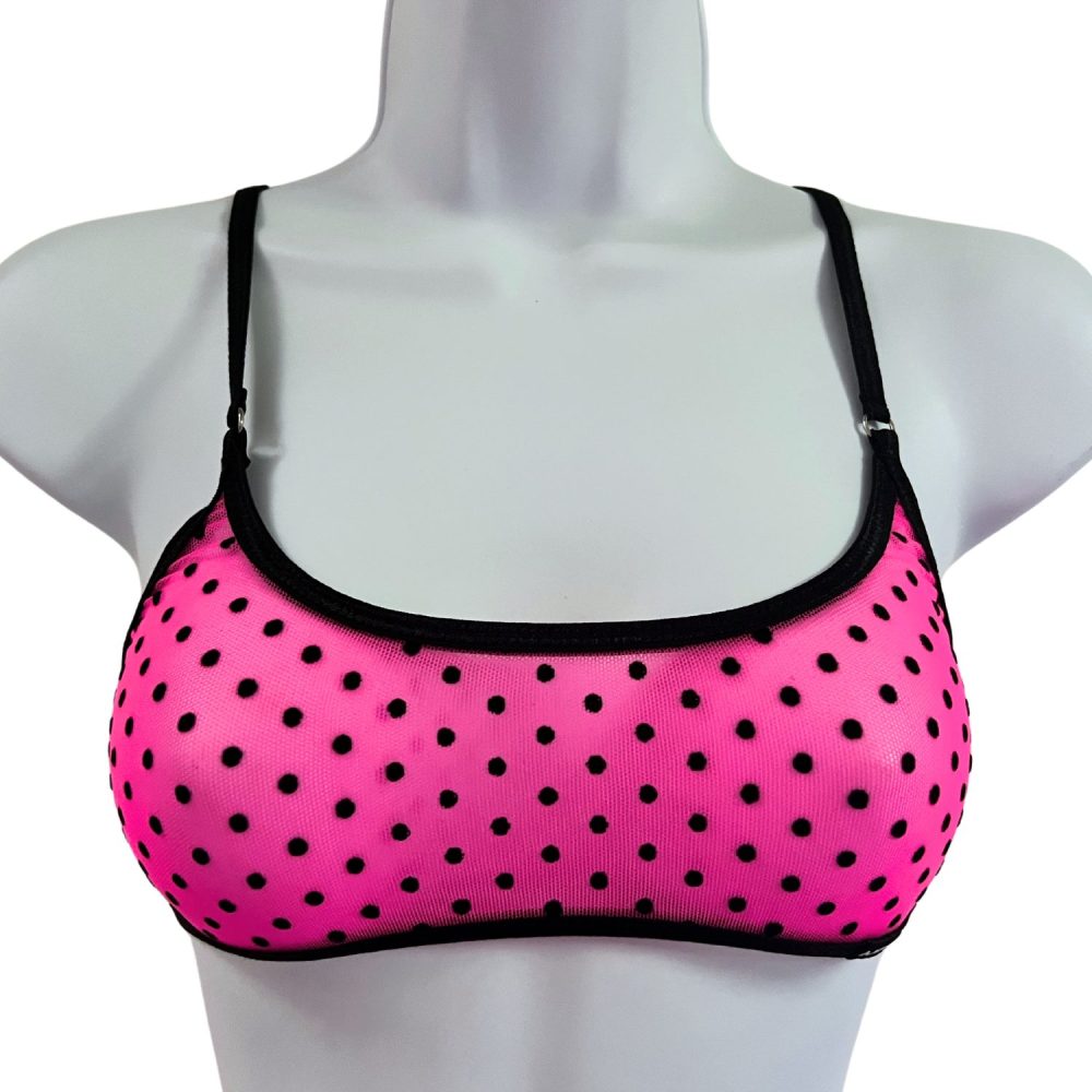 Hot Pink Polka Dot - Leisure Sheer Bralette image 1