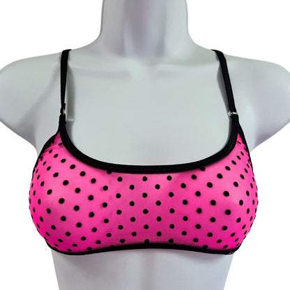 Hot Pink Polka Dot - Leisure Sheer Bralette image 1