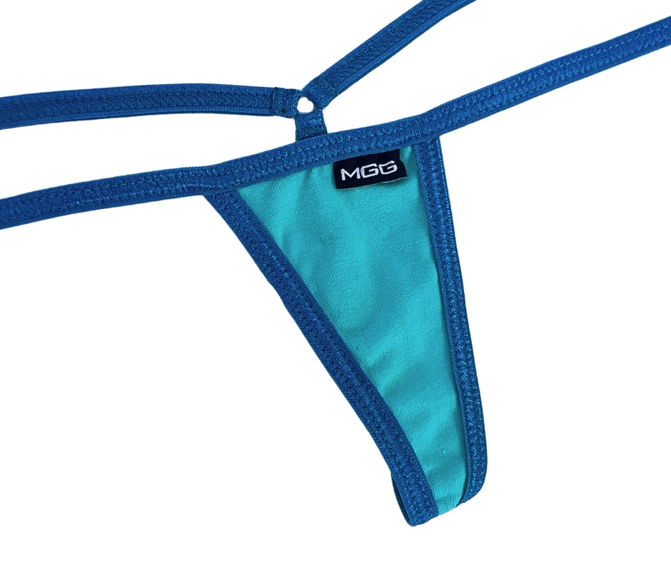 Aqua Contrast Trim - Cotton - Mini G-String Underwear image 1