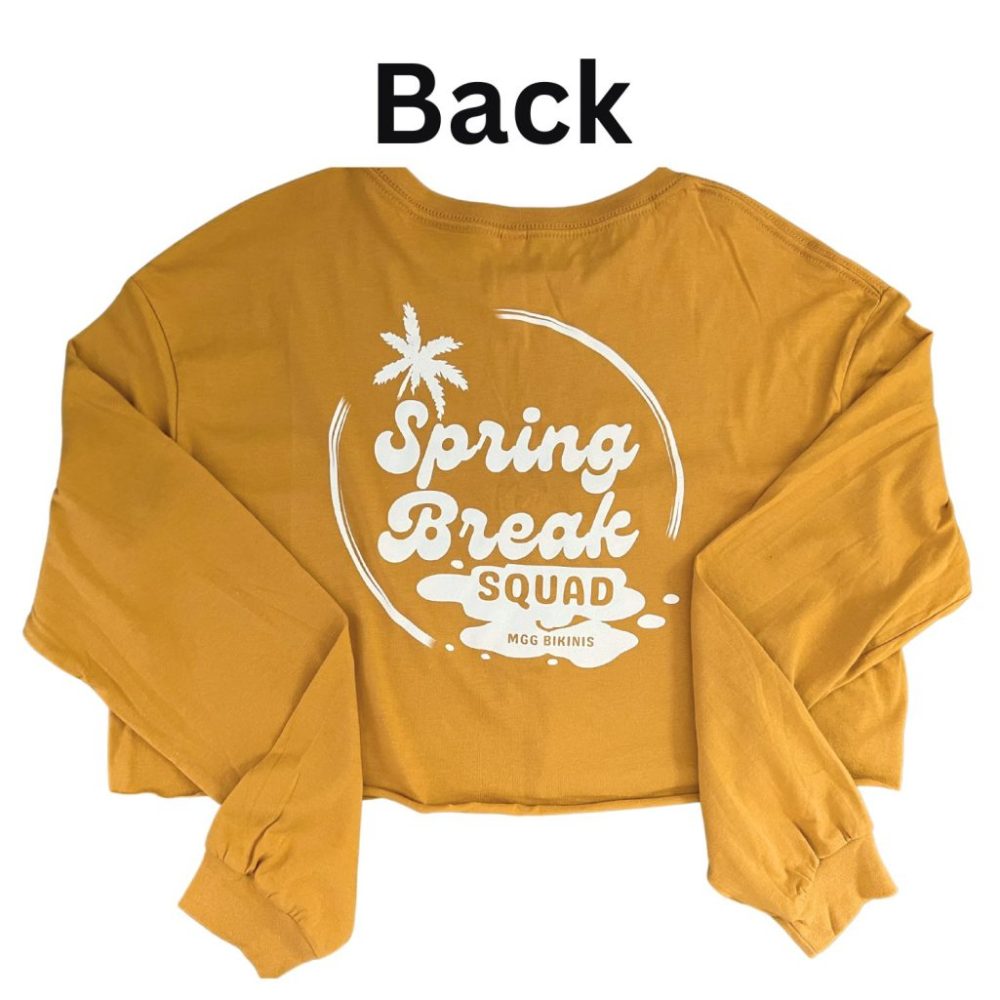 MGG Bikinis Spring Break Squad - Yellow Long Sleeve Crop Top image 0