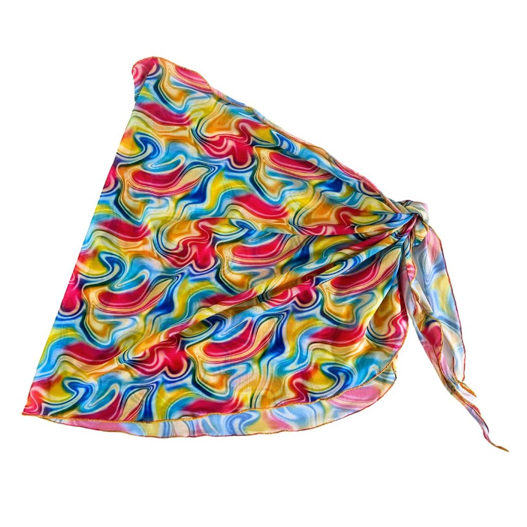 Color Swirl Sheer Sarong Coverup image 3