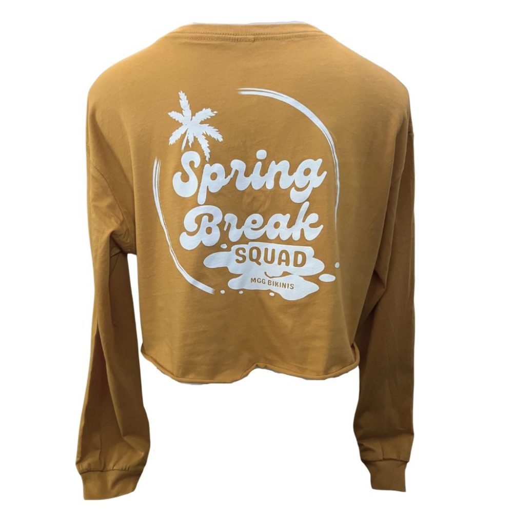 MGG Bikinis Spring Break Squad - Yellow Long Sleeve Crop Top image 2
