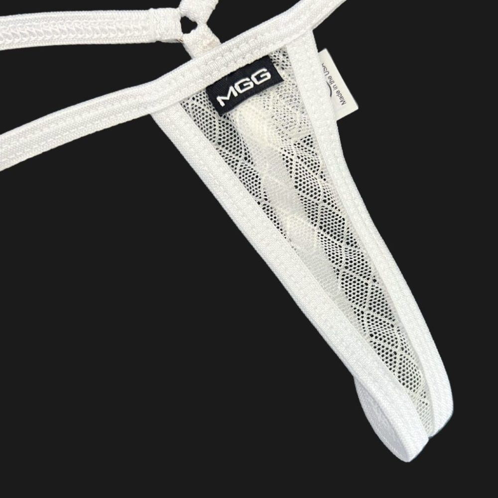Angel White Diamond Mesh - Sheer Extreme G-String Underwear image 1