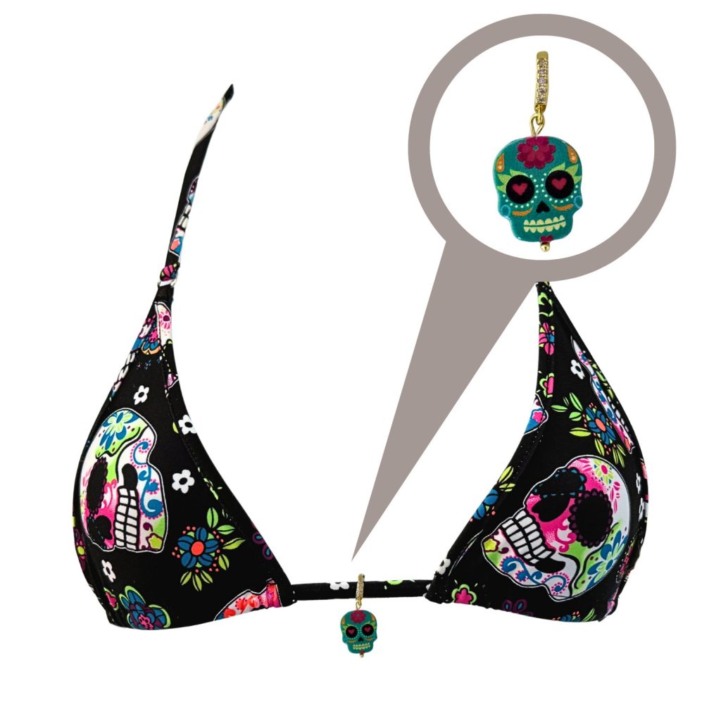 Sugar Skull Bikini Top Charm - Gold image