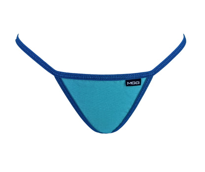 Aqua Contrast Trim - Cotton - Low Rise G-String Underwear image 0