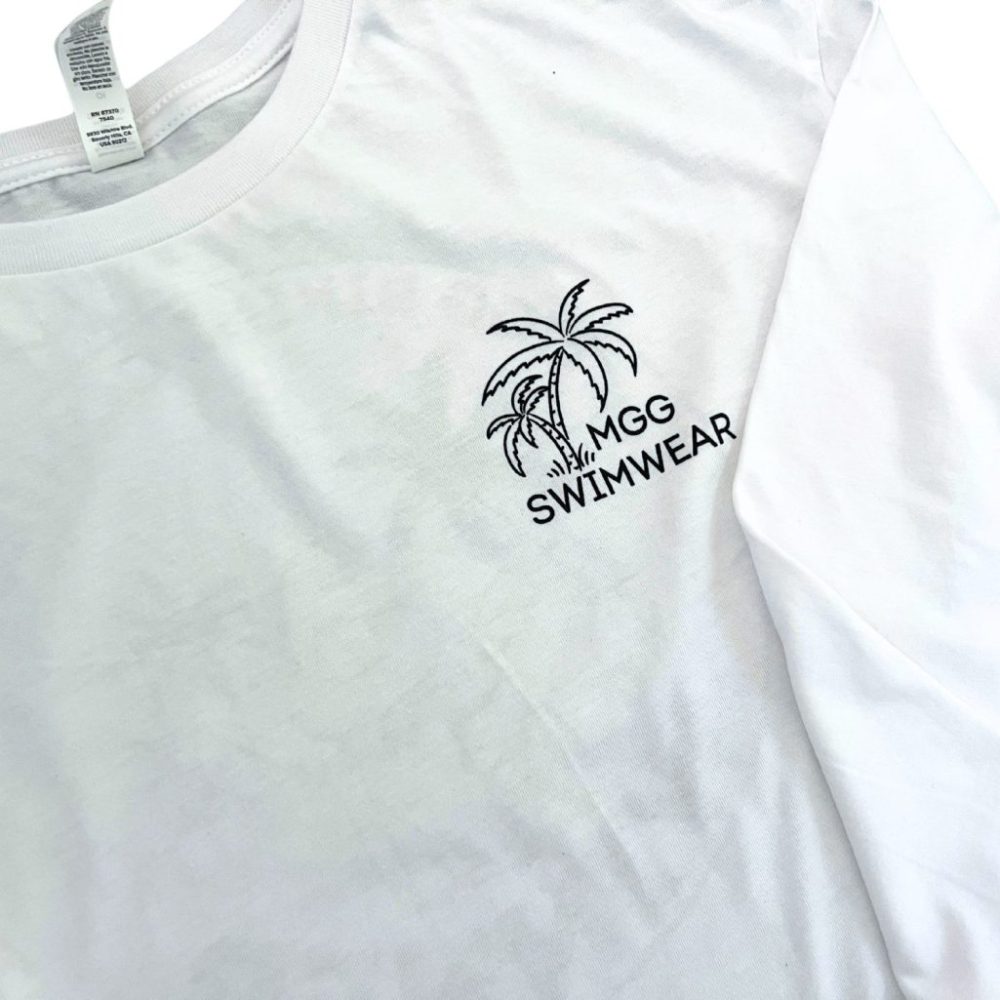 White Bikini Winner Long Sleeve Crop Top image 2