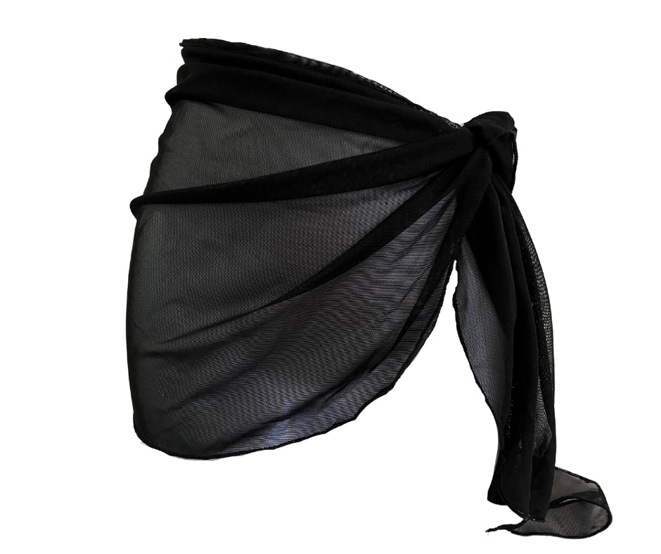 Midnight Black Sheer Sarong Coverup image 0