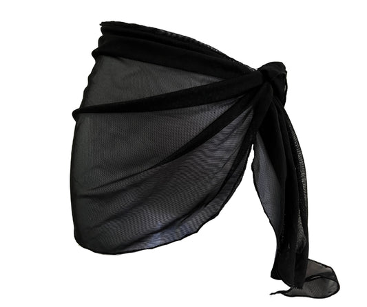 Midnight Black Sheer Sarong Coverup image 0