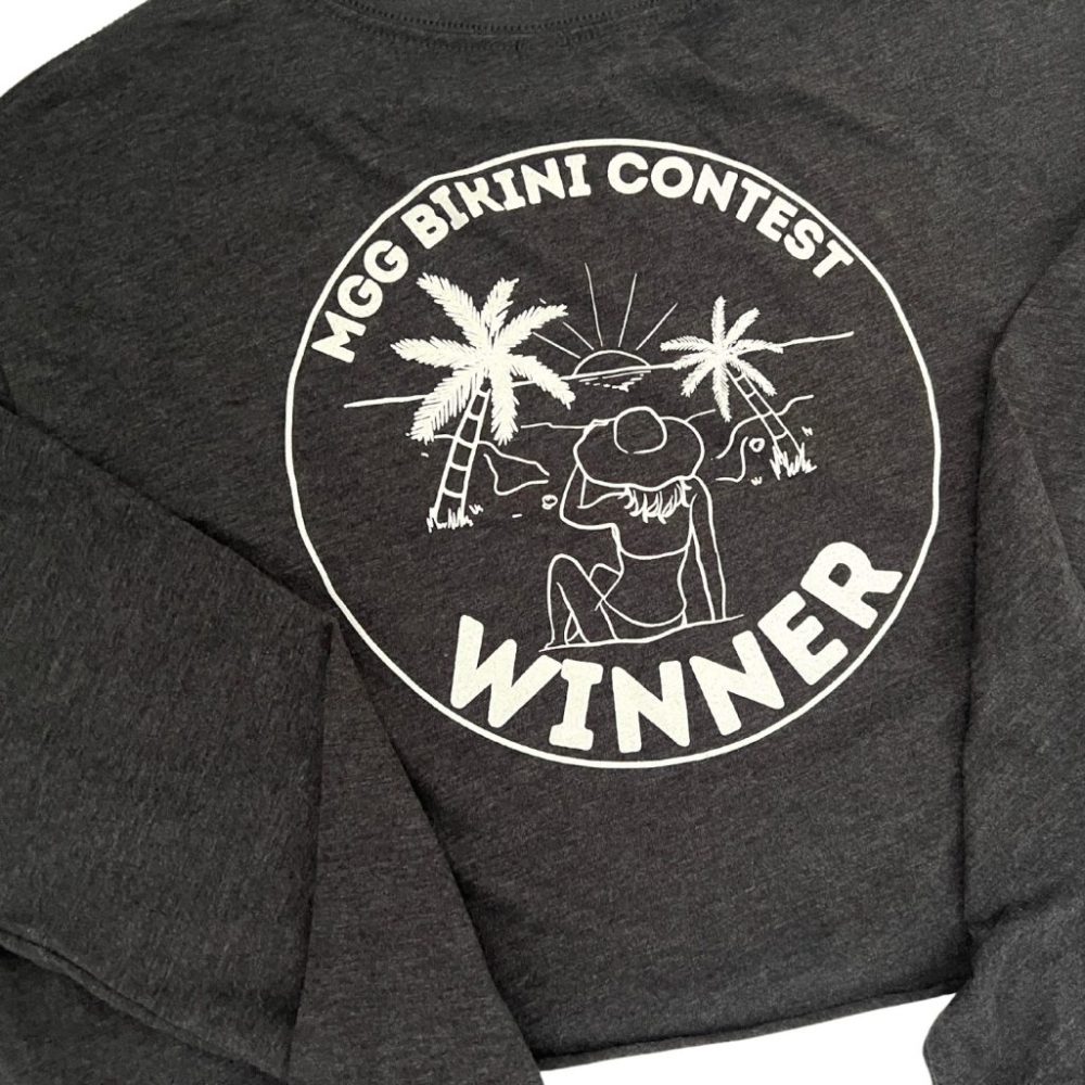 Dark Gray Bikini Winner Long Sleeve Crop Top image 3