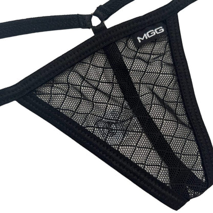 Midnight Black Diamond Mesh - Sheer Low Rise G-String Underwear image 1