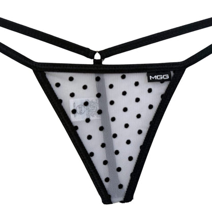 White Polka Dot - Low Rise Sheer G-String image 3