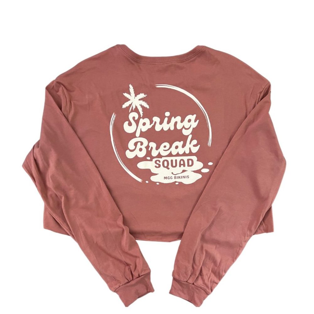 MGG Bikinis Spring Break Squad - Mauve Long Sleeve Crop Top image 3