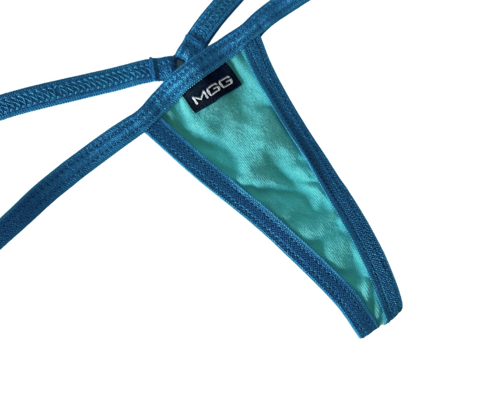 Aqua Contrast Trim - Cotton - Extreme G-String Underwear image 1