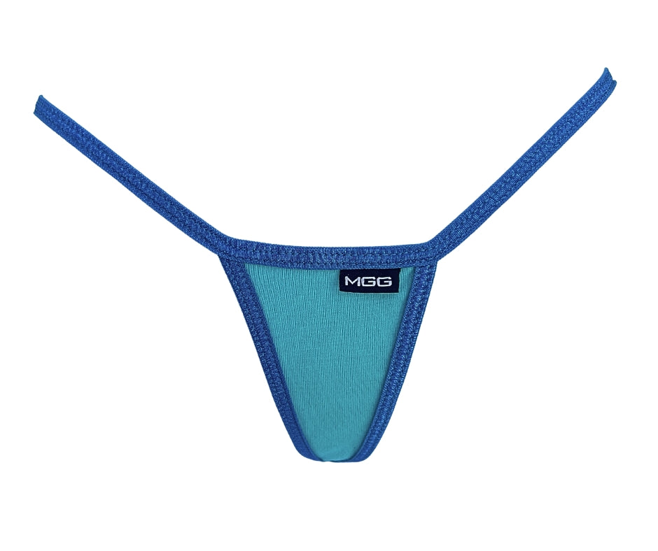 Aqua Contrast Trim - Cotton - Mini G-String Underwear image 0