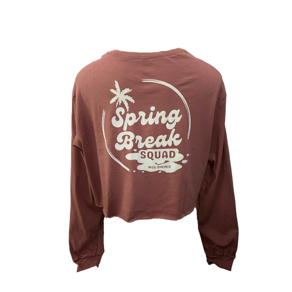 MGG Bikinis Spring Break Squad - Mauve Long Sleeve Crop Top image 2