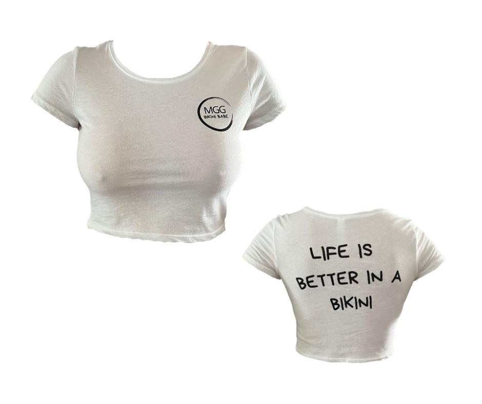 MGG Bikini Babe - Crop Top White T-Shirt image 0