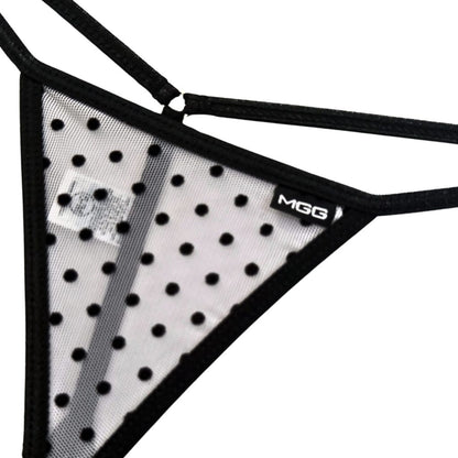 White Polka Dot - Low Rise Sheer G-String image 1
