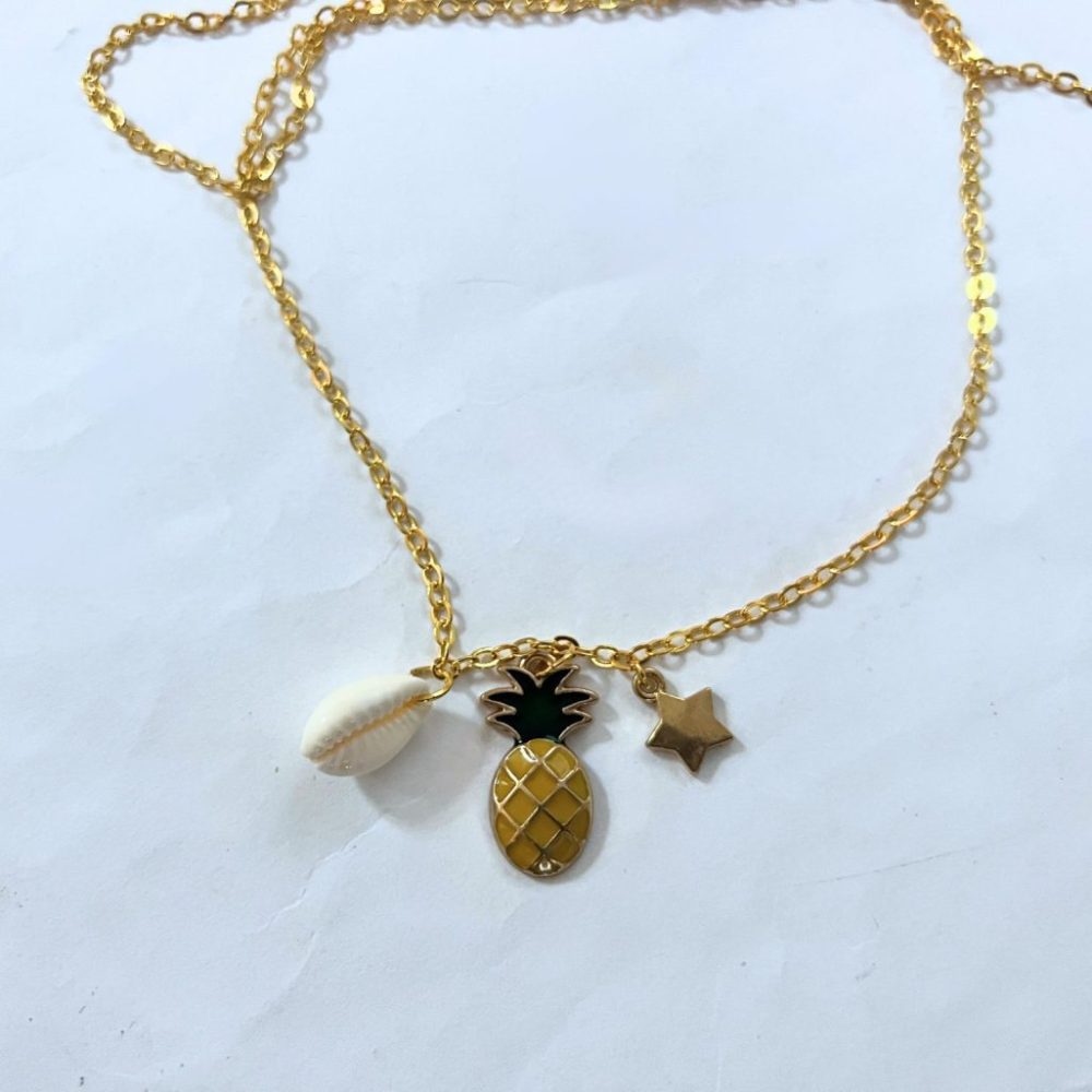 Tropical Pineapple Seashell Gold Belly Chain image 2