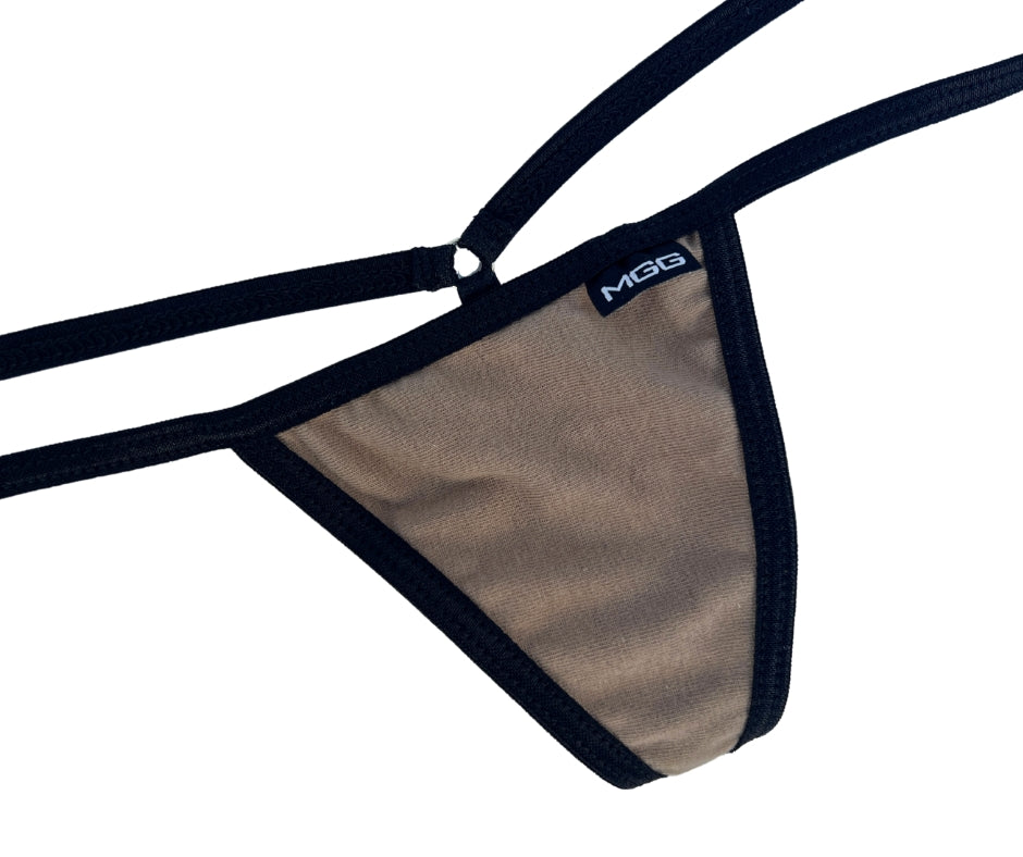 Black & Tan Cotton - Low Rise G-String Underwear image 1