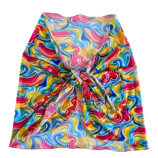 Color Swirl Sheer Sarong Coverup image 1