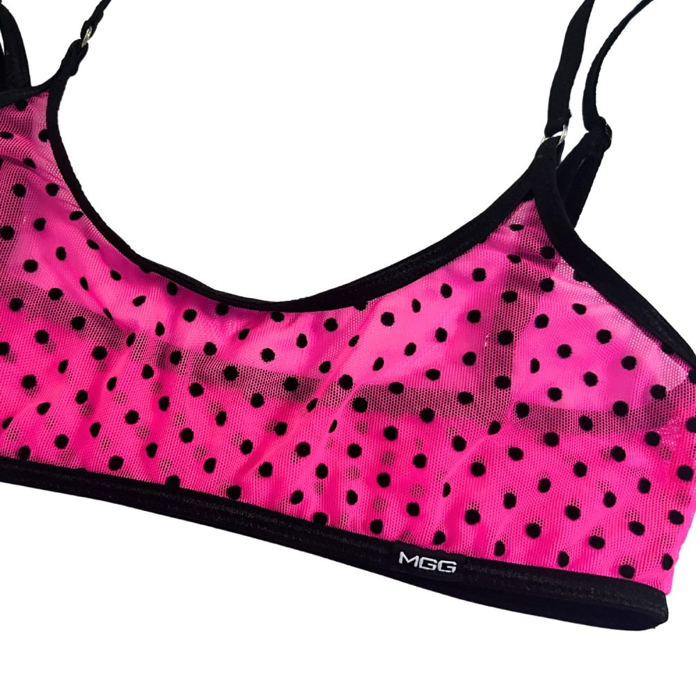 Hot Pink Polka Dot - Leisure Sheer Bralette image 4