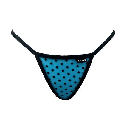 Ocean Blue Polka Dot - Low Rise Sheer G-String image 0