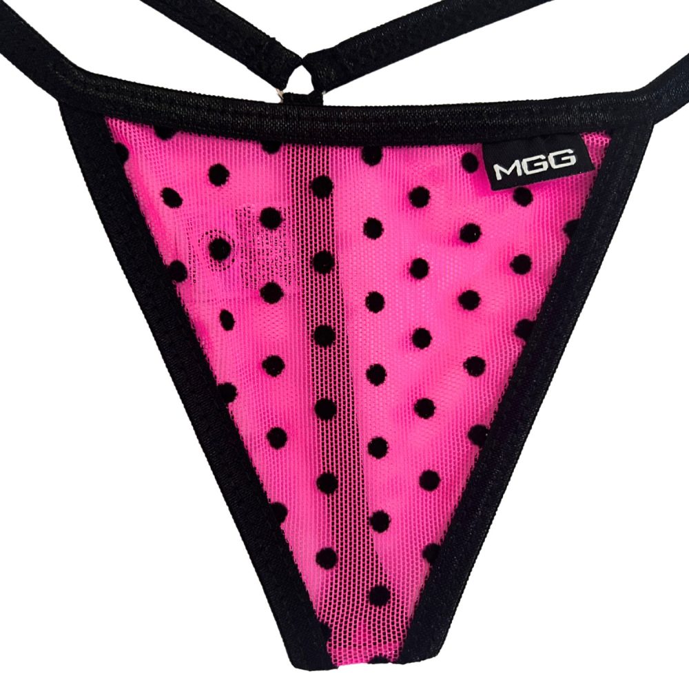Hot Pink Polka Dot - Low Rise Sheer G-String image 3