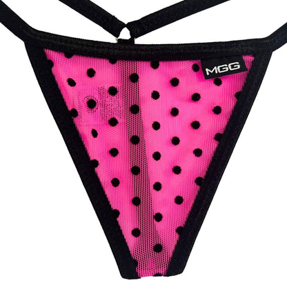 Hot Pink Polka Dot - Low Rise Sheer G-String image 3