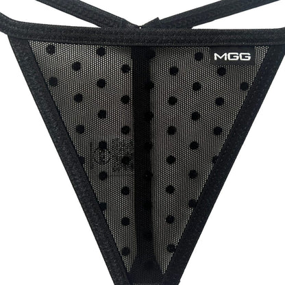 Midnight Black Polka Dot - Low Rise Sheer G-String image 3