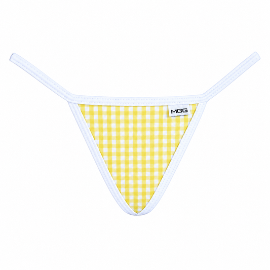 Yellow Gingham - Low Rise Cotton G-String