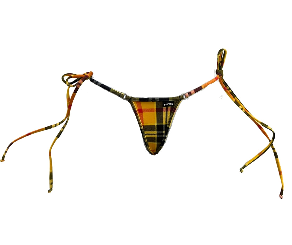 Clueless - Yellow Plaid - Women's Tie Sides Bikini Bottom