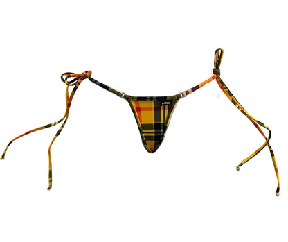 Clueless - Yellow Plaid - Women's Tie Sides Bikini Bottom
