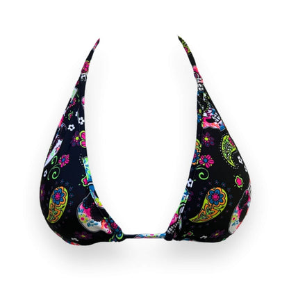 Top de bikini clásico con calavera de azúcar