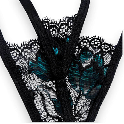 Teal Amaryllis  - Lace Thong G-String Underwear