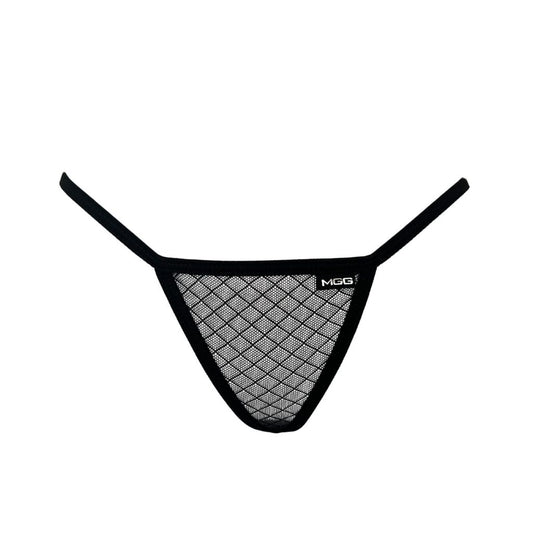 Midnight Black Diamond Mesh - Sheer Low Rise G-String Underwear image 0