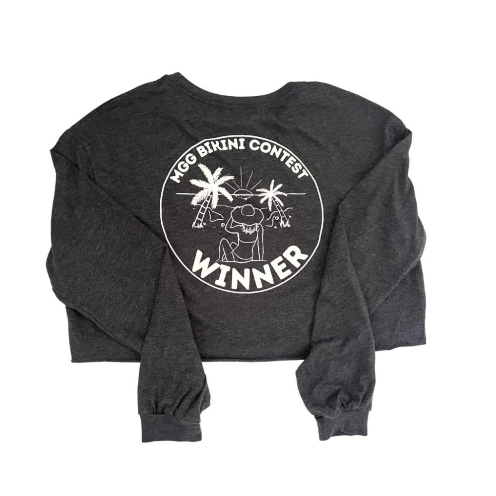 Dark Gray Bikini Winner Long Sleeve Crop Top image 1
