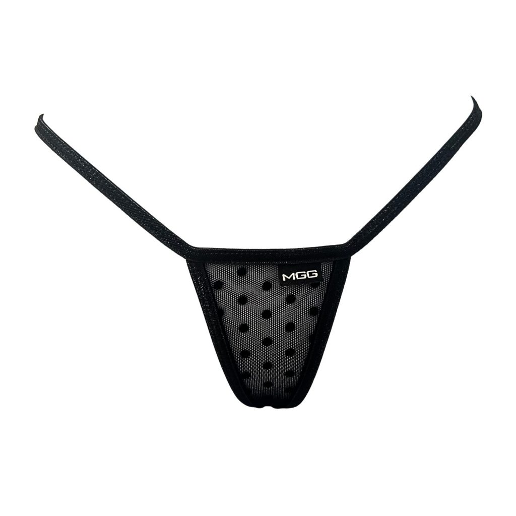 Midnight Black Polka Dot - Mini Sheer G-String image 0