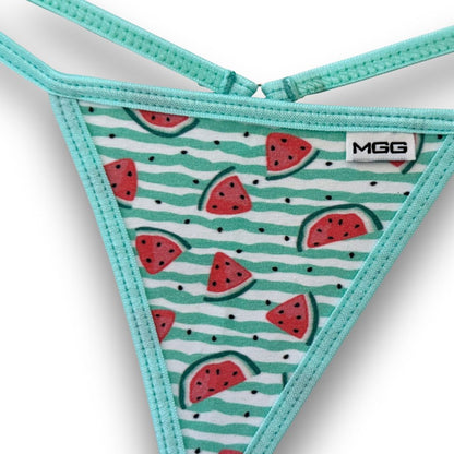 Summer Watermelon - Aqua - Low Rise Cotton G-String image 1