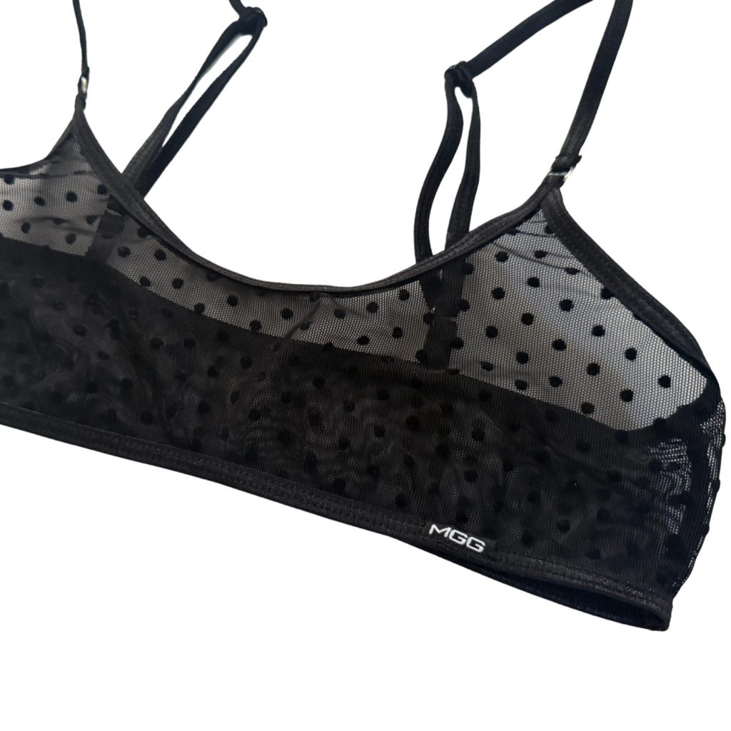 Midnight Black Polka Dot - Leisure Sheer Bralette image 3